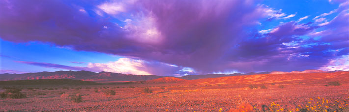 Panoramic Landscape Photography Rain Storm Over Funeral Mountains, Death Valley